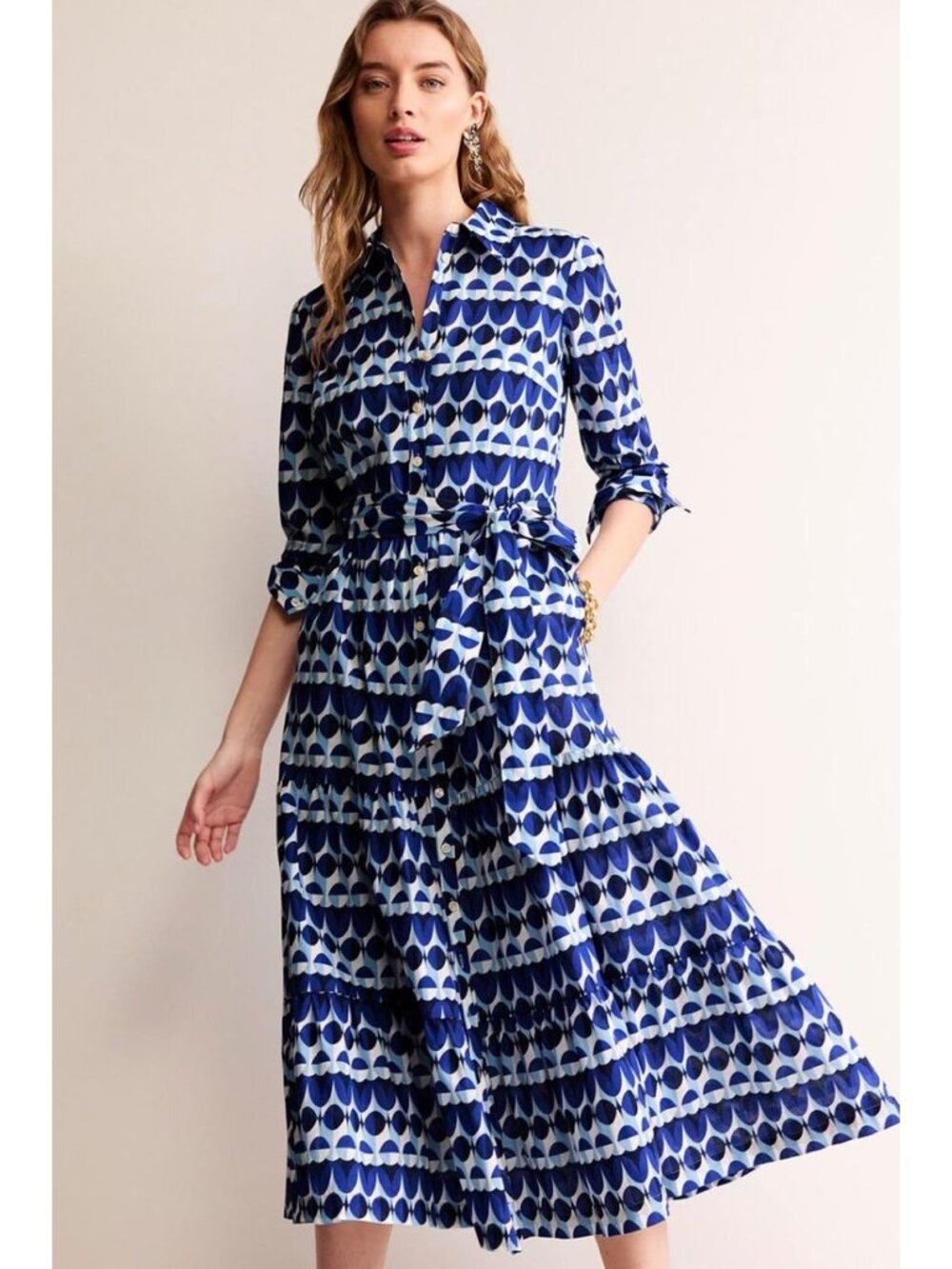 BODEN Flo Cotton Midi Shirt Dress